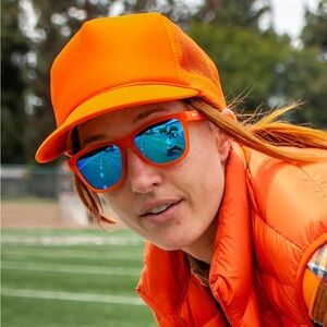 Goodr OG “Donkey Goggles” Polarized Running Sunglasses Orange Blue NIB